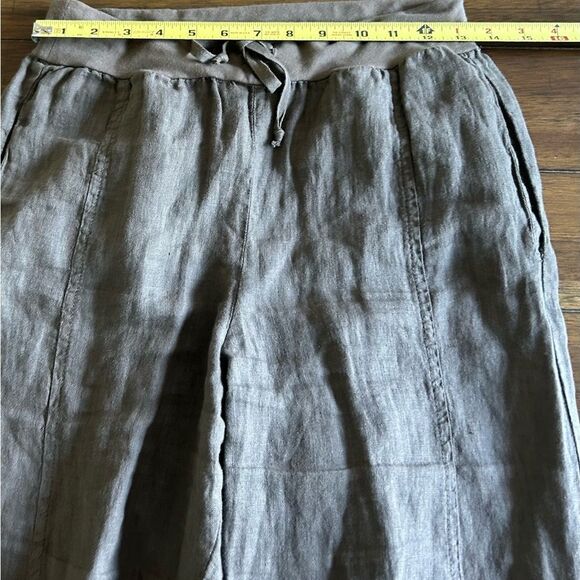 FLAX Brown Flat Iron Linen Drawstring Straight Leg Pants Size P Size 4 - 6 - Picture 6 of 11